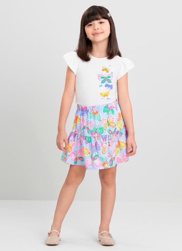 Conjunto Infantil com Blusa e Saia Quimby Branco