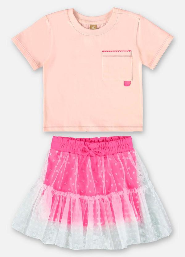 Vista 2 Conjunto Infantil com Blusa e Shorts Rosa Up Baby Up Baby