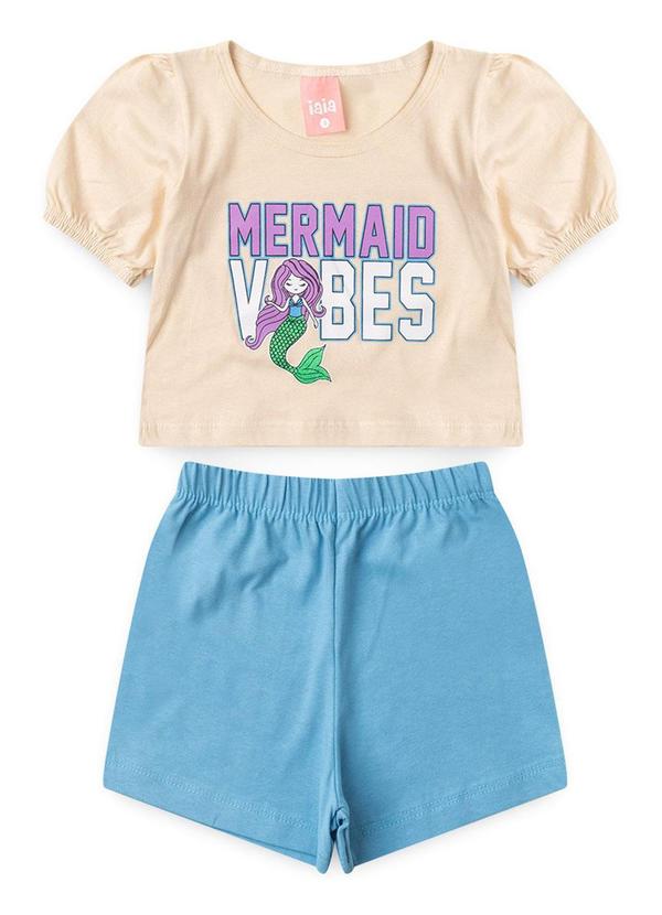 Vista 2 Conjunto Infantil com Detalhe na Manga Iaia Rosa Rosa Azul Rosa Azul