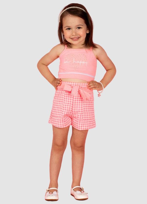 Vista 2 Conjunto Infantil Cotton Malha Tradic Rosa Turminha Turminha