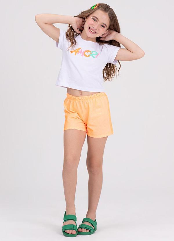 Vista 2 Conjunto Infantil Cropped Amor Laranja VIDA COSTEIRA VIDA COSTEIRA
