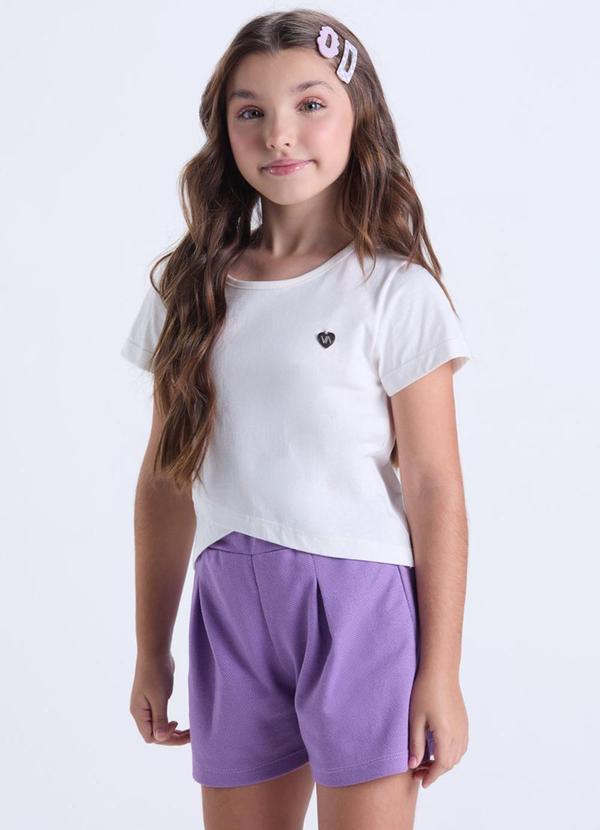 Vista 2 Conjunto Infantil Cropped Transpassado Off White VIDA COSTEIRA VIDA COSTEIRA
