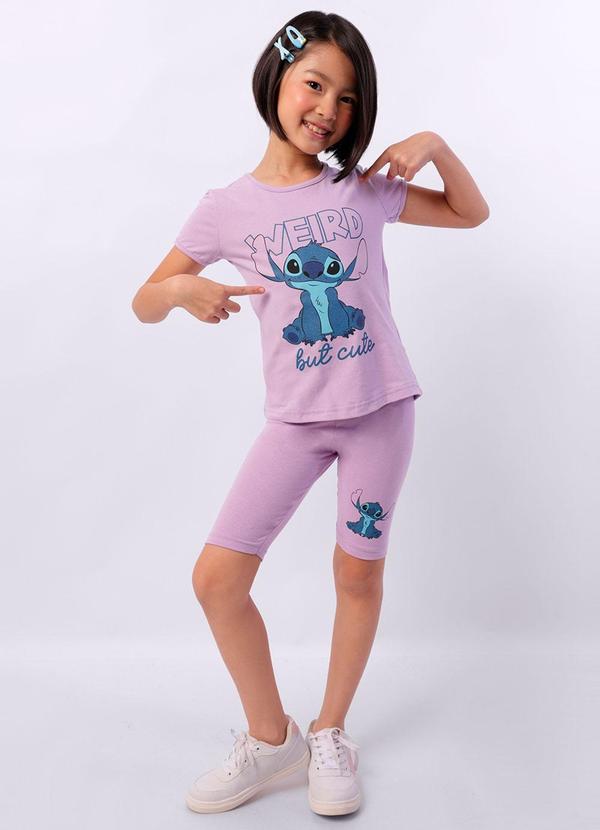 Conjunto Infantil Curto Stitch Lilás