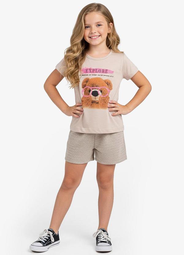 Vista 2 Conjunto Infantil Curto Verão Menina Marrom Select Select