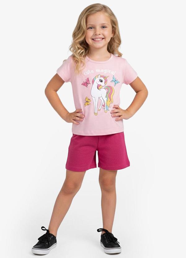 Vista 2 Conjunto Infantil Curto Verão Menina Rosa Select Select