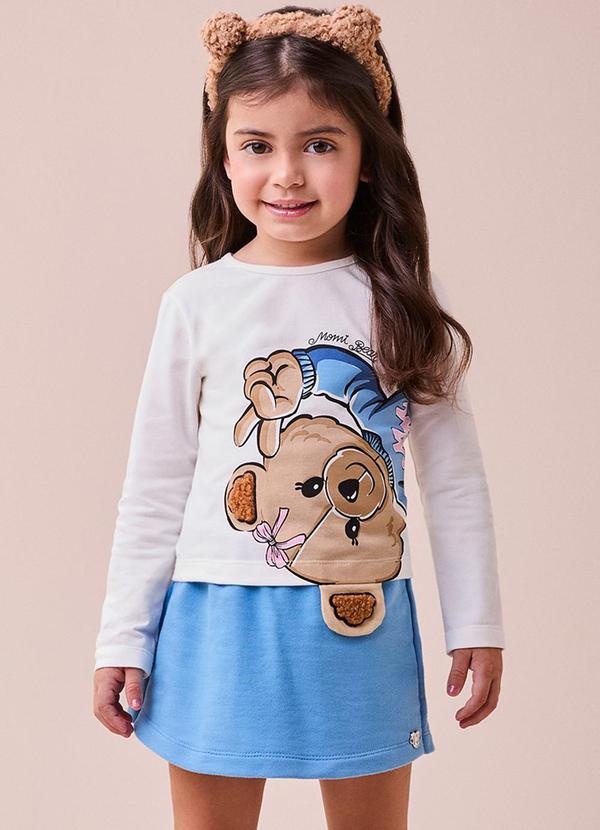 Vista 2 Conjunto Infantil de Ursinha de Moletom Azul Momi Momi