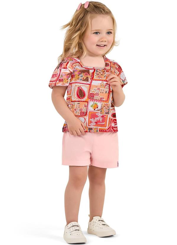Vista 2 Conjunto Infantil Estampa Tropical Laranja Elian Elian