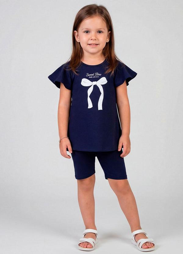 Conjunto Infantil Feminino Blusa e Ciclista Azul