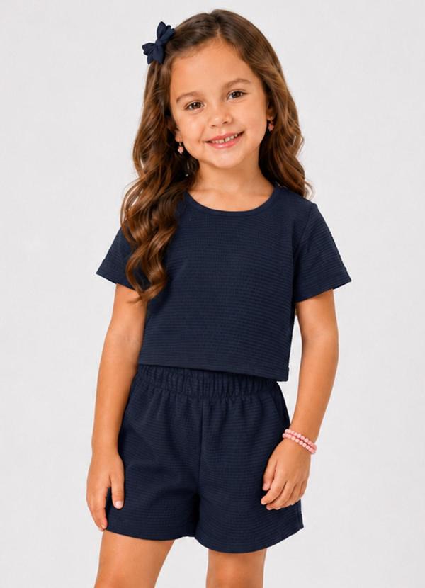 Conjunto Infantil Feminino Blusa e Short Azul