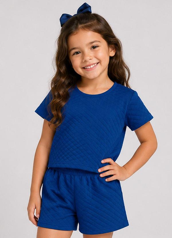 Conjunto Infantil Feminino Blusa e Short Azul