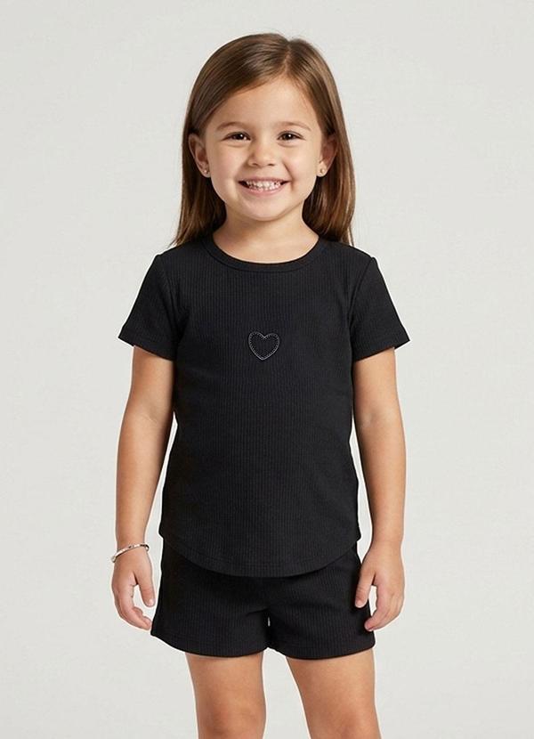 Conjunto Infantil Feminino Blusa e Short Preto