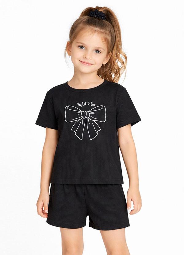 Conjunto Infantil Feminino Blusa e Short Preto