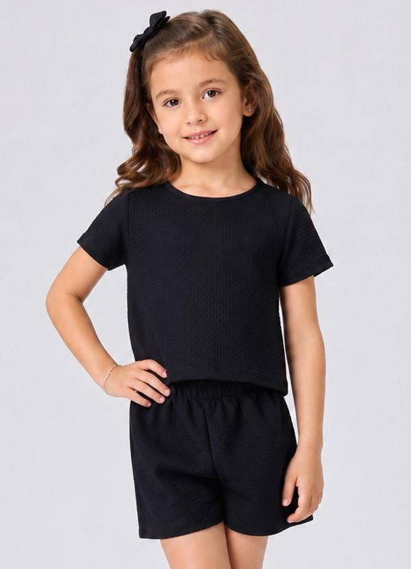 Conjunto Infantil Feminino Blusa e Short Preto