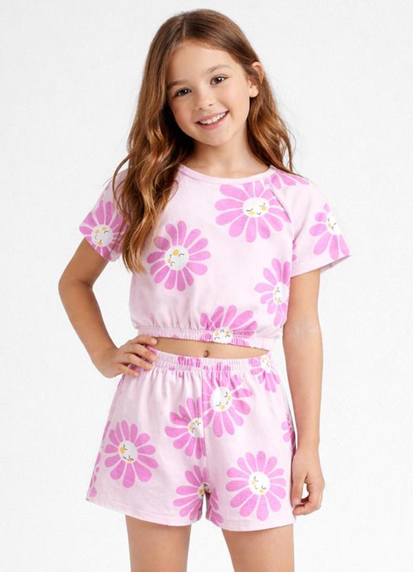 Conjunto Infantil Feminino Blusa e Short Rosa