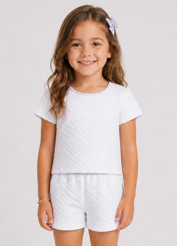 Conjunto Infantil Feminino Blusa e Shorts Branco