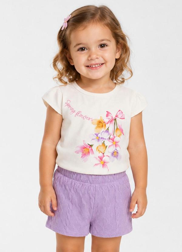 Conjunto Infantil Feminino Blusa Short Bege