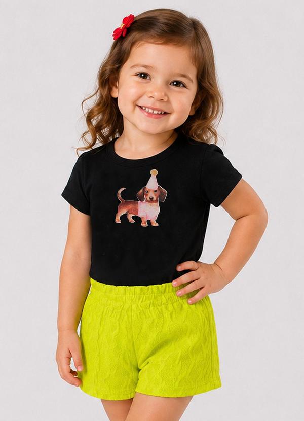 Conjunto Infantil Feminino Blusa Short Preto