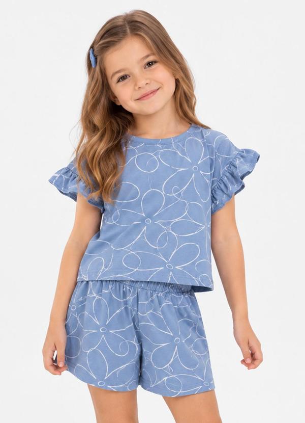 Conjunto Infantil Feminino Estampado Azul