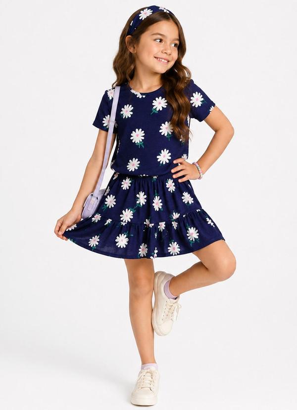 Conjunto Infantil Feminino Saia e Blusa Azul
