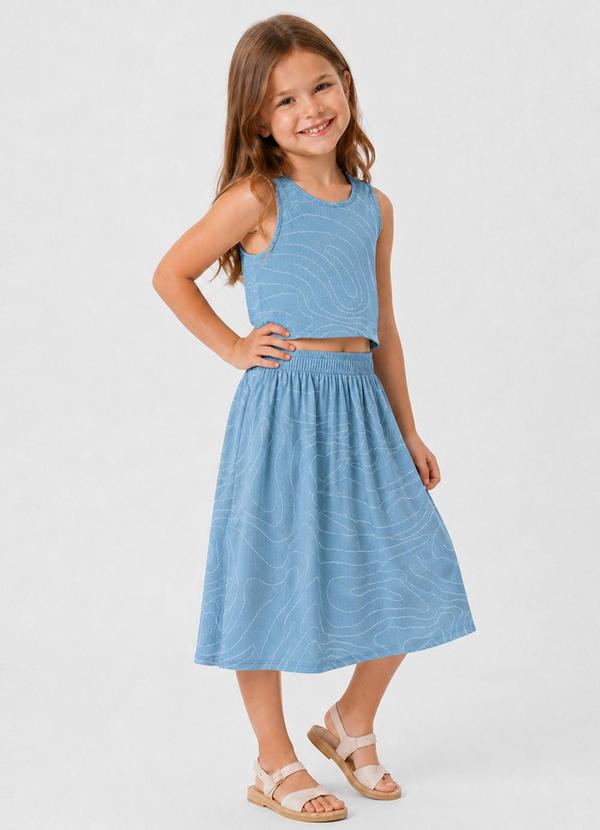 Conjunto Infantil Feminino Saia e Regata Azul