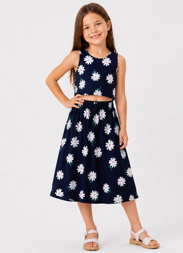 Conjunto Infantil Feminino Saia e Regata Azul