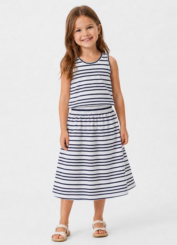 Conjunto Infantil Feminino Saia e Regata Branco