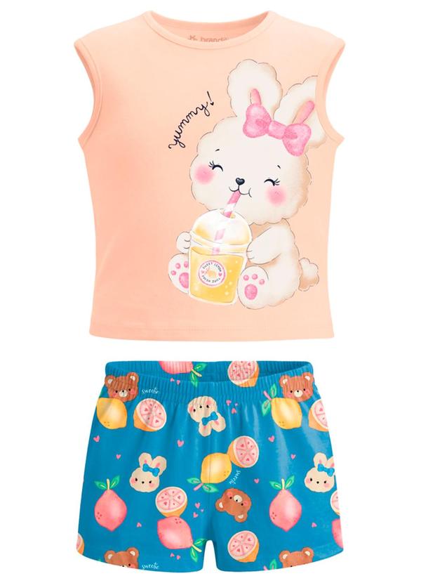 Conjunto Infantil Meia Malha Animais Rosa