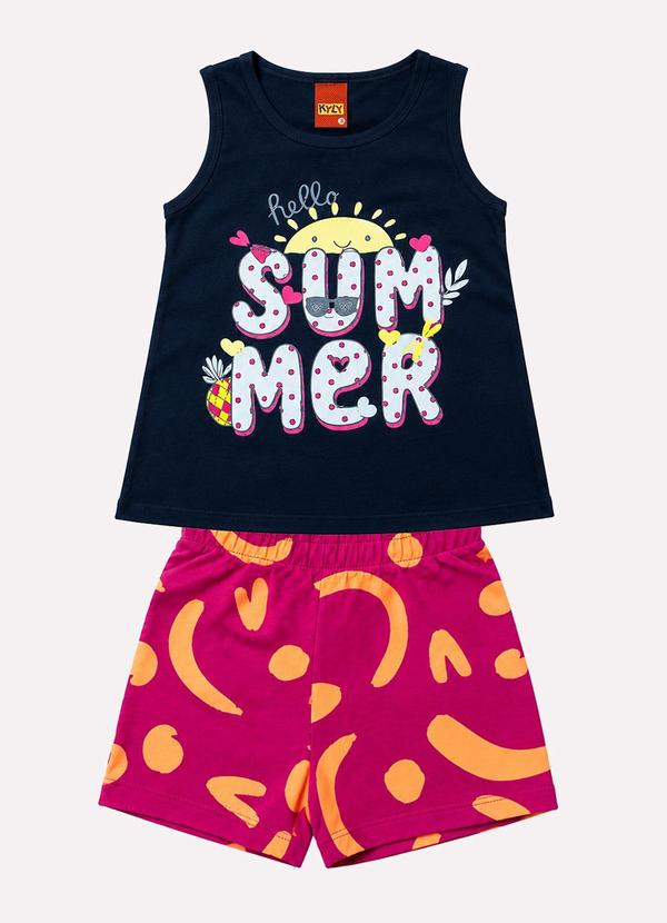 Vista 2 Conjunto Infantil Menina Abacaxi Preto Kyly Kyly