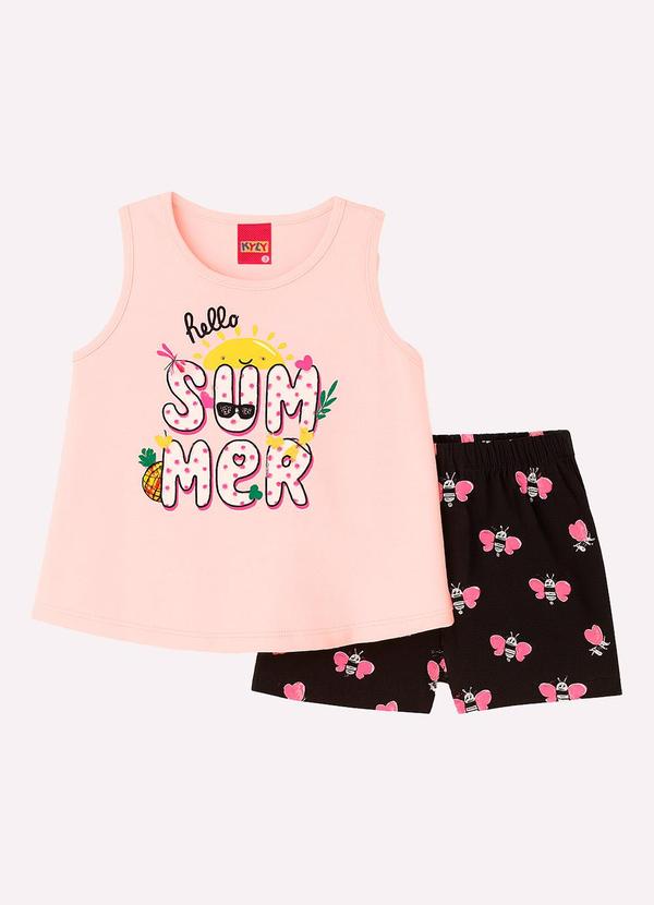 Vista 2 Conjunto Infantil Menina Abacaxi Rosa Kyly Kyly