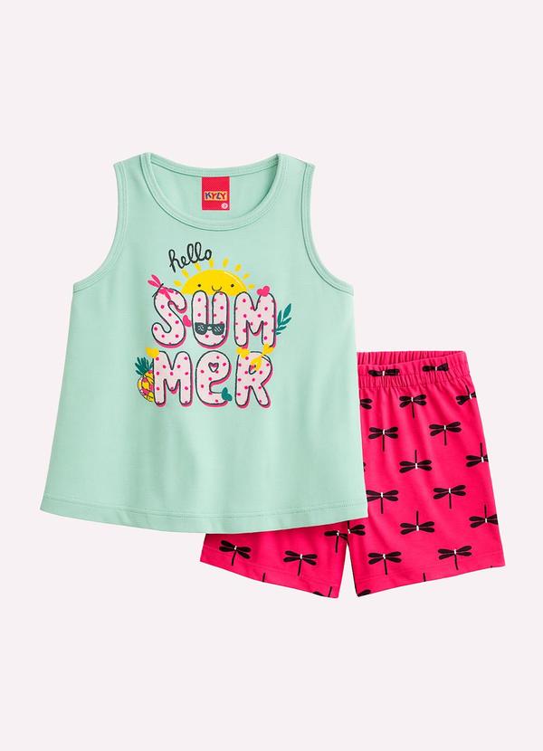 Vista 2 Conjunto Infantil Menina Abacaxi Verde Kyly Kyly