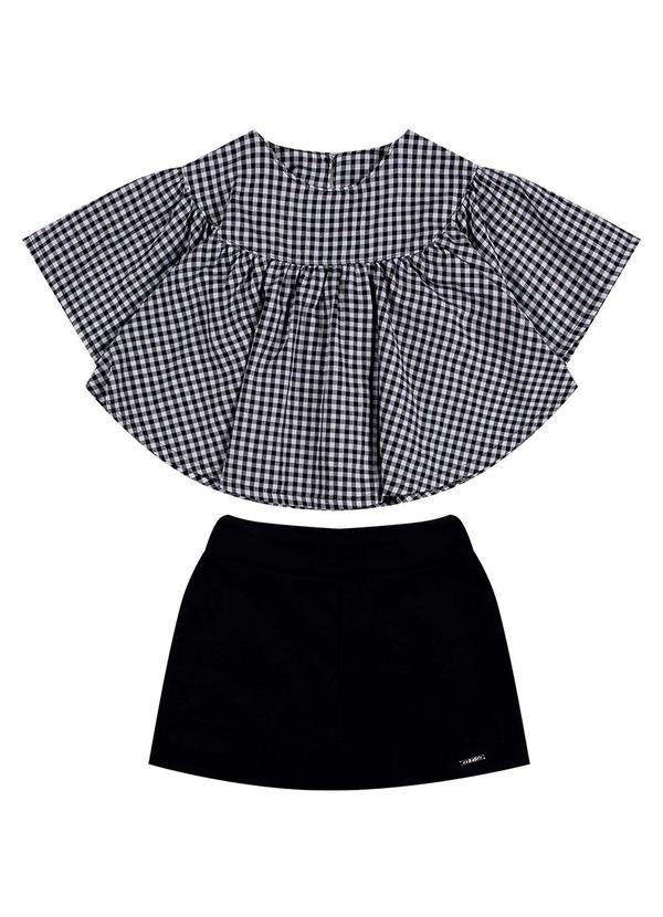 Conjunto Infantil Menina Amplo Xadrez Preto