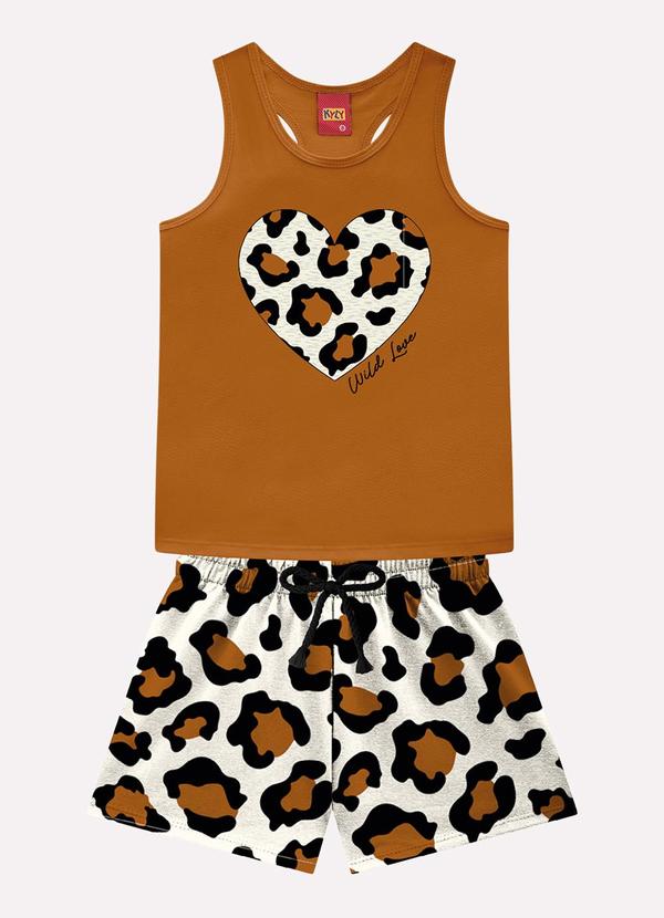 Conjunto Infantil Menina Animal Print Amarelo