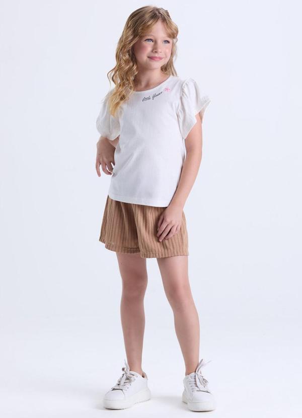 Vista 2 Conjunto Infantil Menina Babado Fofo Off White VIDA COSTEIRA VIDA COSTEIRA