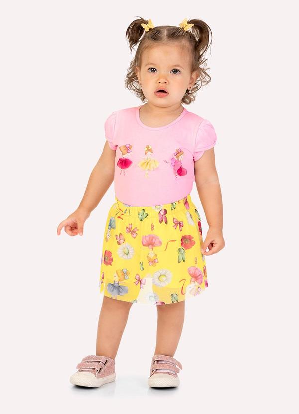Vista 2 Conjunto Infantil Menina Bailarina Rosa Kyly Kyly