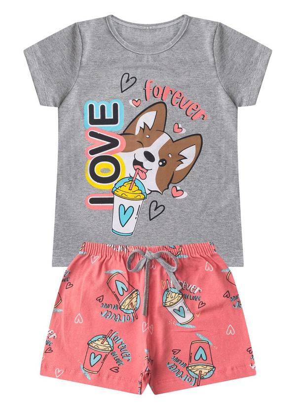 Vista 2 Conjunto Infantil Menina Básico Curto Cinza Select Select