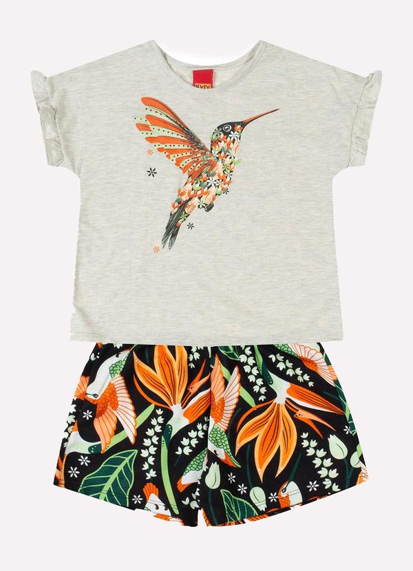 Conjunto Infantil Menina Beija-Flor Cinza