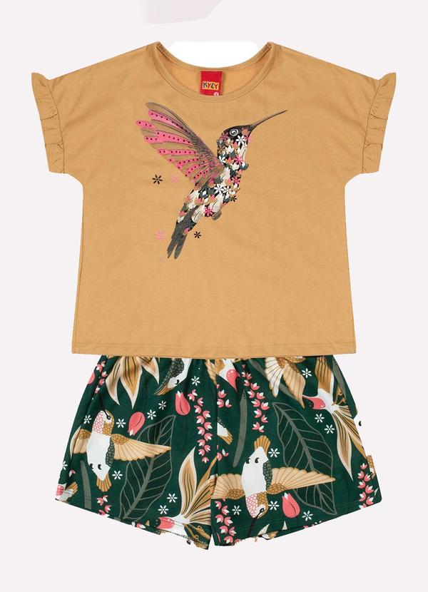 Conjunto Infantil Menina Beija-Flor Marrom