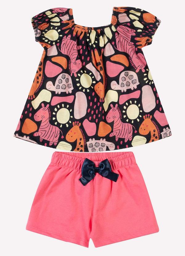 Conjunto Infantil Menina Bichinhos Azul Marinho