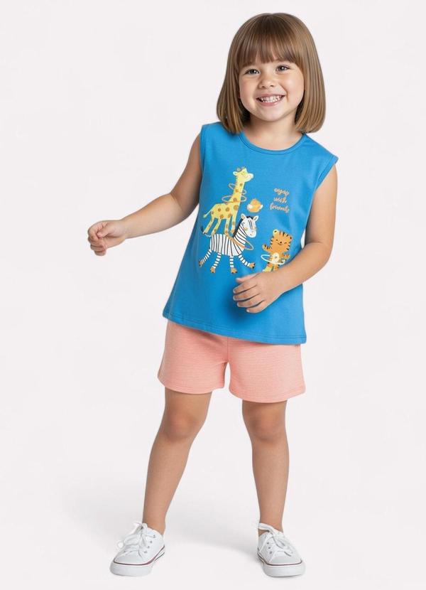 Vista 2 Conjunto Infantil Menina Bichinhos Azul Kyly Kyly