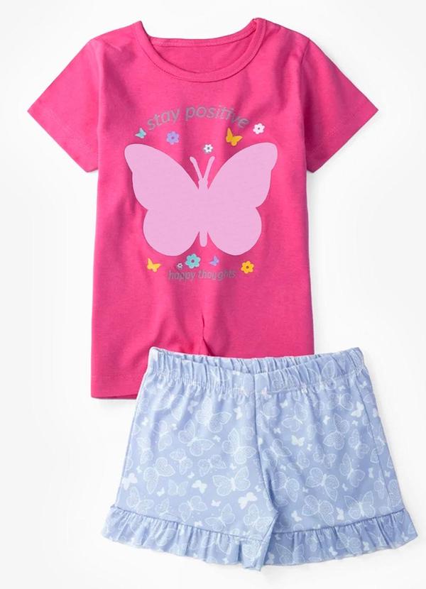 Conjunto Infantil Menina Blusa com Shorts Rosa