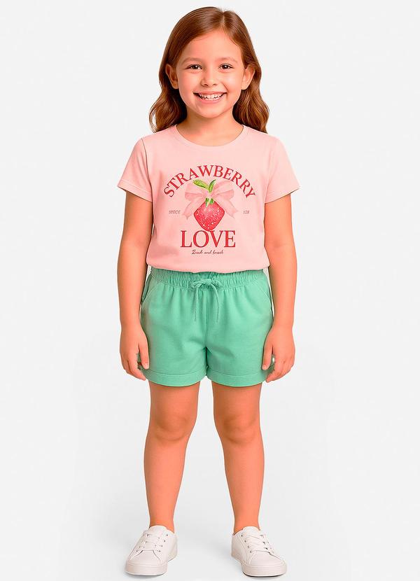 Conjunto Infantil Menina Blusa com Shorts Rosa