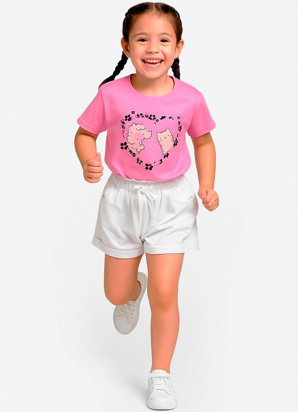 Conjunto Infantil Menina Blusa com Shorts Rosa