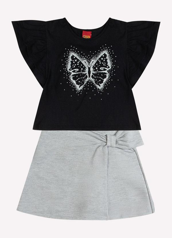 Conjunto Infantil Menina Borboleta Preto
