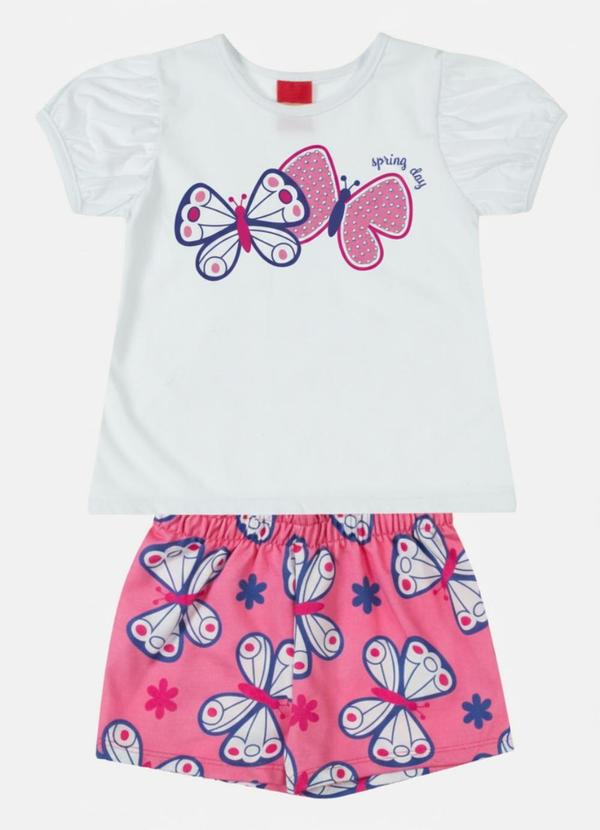 Conjunto Infantil Menina Borboletas Branco