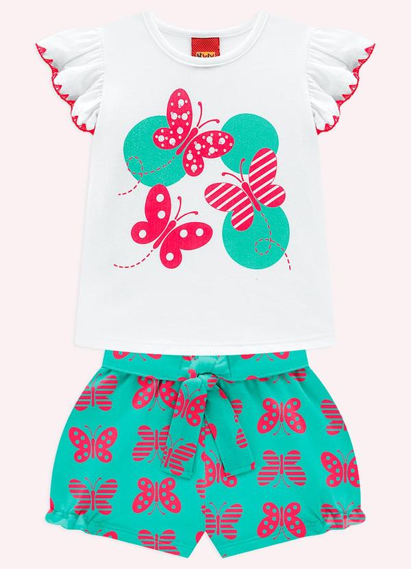 Conjunto Infantil Menina Borboletas Branco