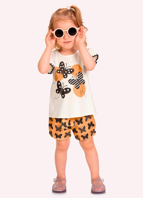 Conjunto Infantil Menina Borboletas Branco