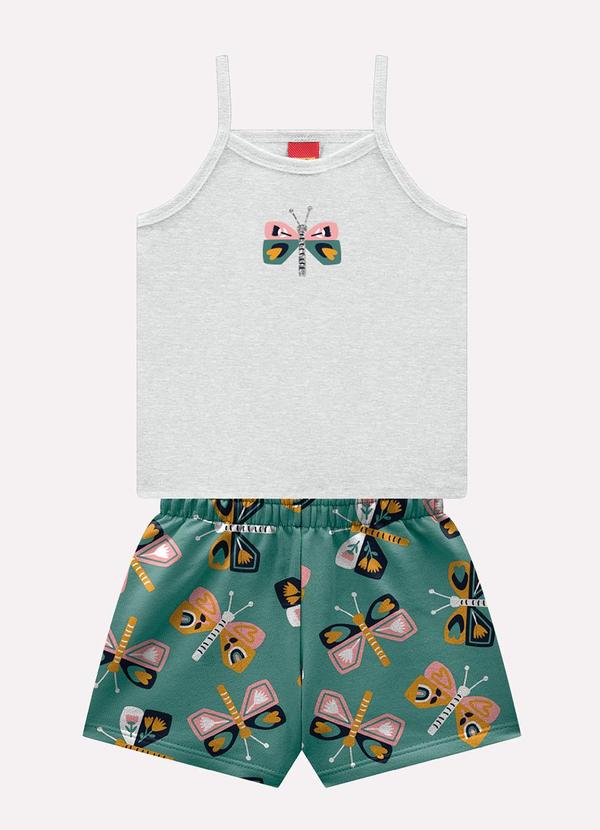 Conjunto Infantil Menina Borboletas Cinza