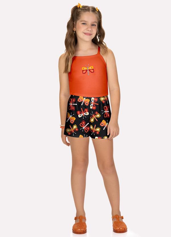 Conjunto Infantil Menina Borboletas Laranja