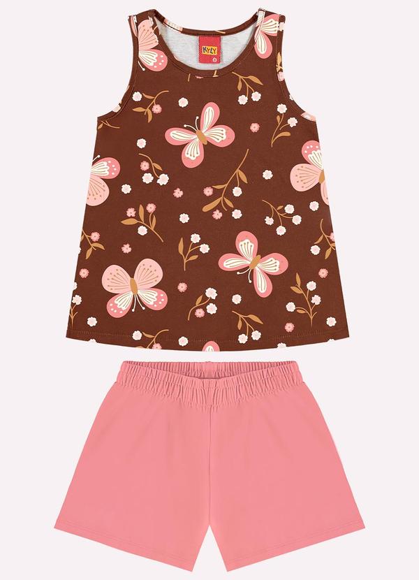 Conjunto Infantil Menina Borboletas Marrom