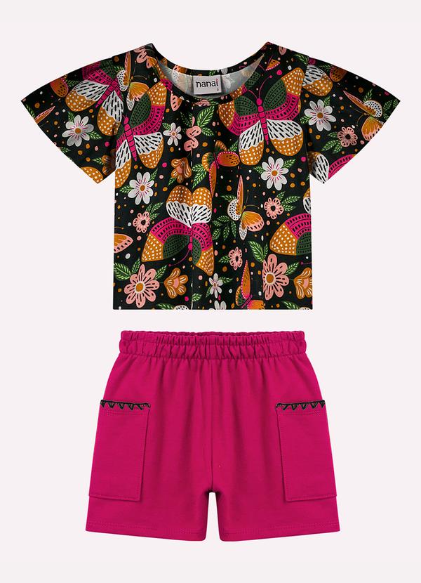 Conjunto Infantil Menina Borboletas Preto
